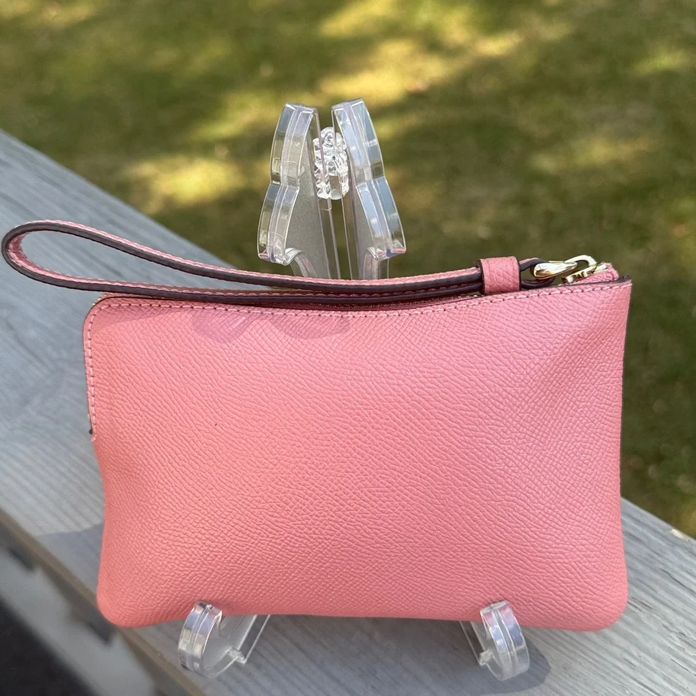 Coach Pink Crossgrain Leather Laser Cut Wristlet (EUC) - Picture 5 of 13